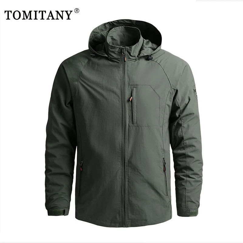 Мужская водонепроницаемая куртка с капюшоном Повседневная ветровка для походов