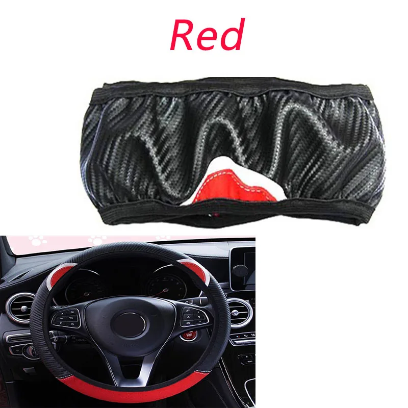 red Кошачий карбоновый чехол рулевого колеса автомобиля Противоскользящий для Toyota Corolla Avensis RAV4 Yaris Auris Hilux Prius verso MG 3 ZR Buick - Название цвета: red