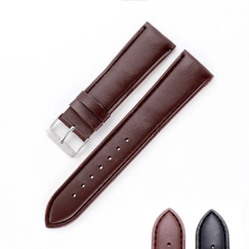 

POEDAGAR Watch Band Genuine Leather Straps 16-22mm Watch Accessories High Quality Brown Colors Watchbands for Man and Woman