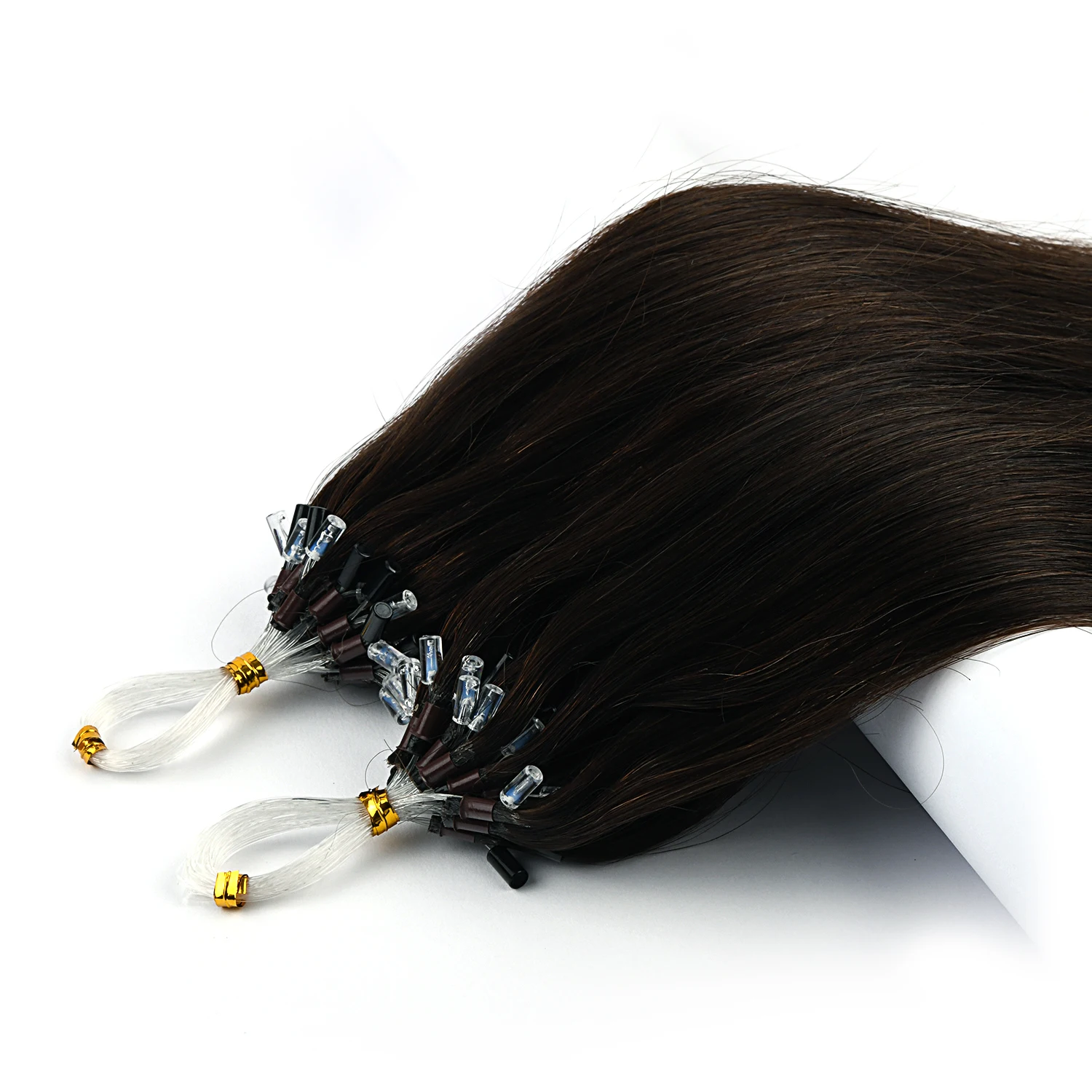 BILY Micro Loop 100% натуральные человеческие волосы удлинители прямой аппарат Remy Ring Beads