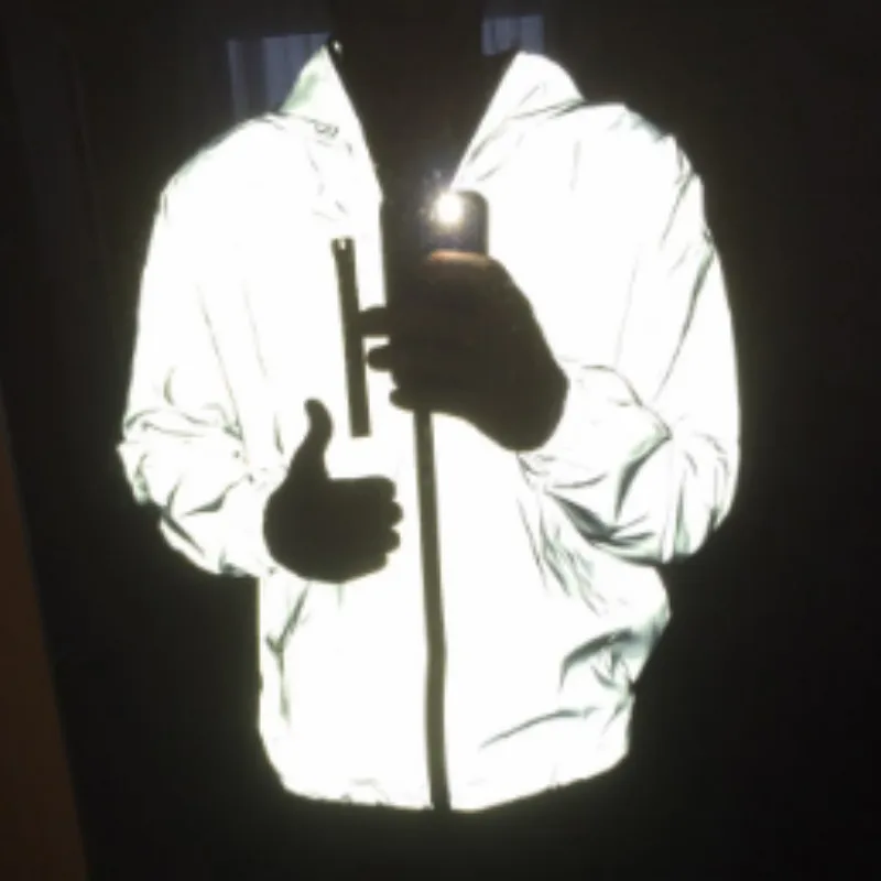 Мужская Светоотражающая куртка с капюшоном водонепроницаемая флуоресцентная в