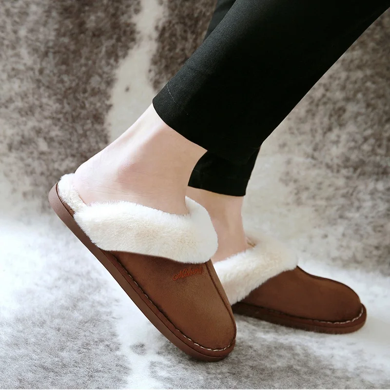 Тапки женские плюшевые теплые домашние тапочки на плоской подошве меховые