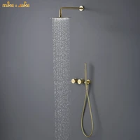 brush gold shower column set faucet shower bathroom shower system rainfall shower furniture set shower mixer 10inch shower head