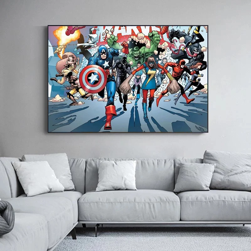 Постеры и принты на холсте с изображением супергероев Марвел Мстителей Капитана