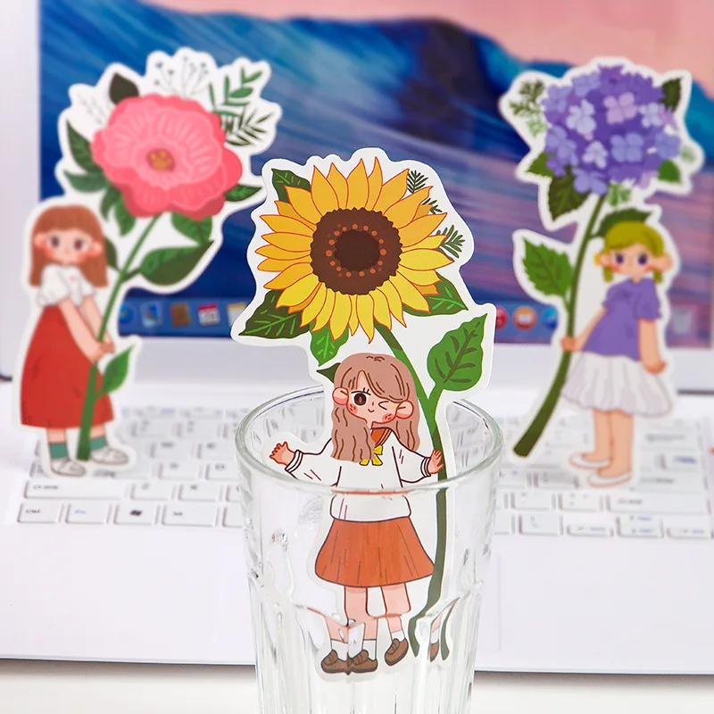 Красивая девушка тема календарь карта еда и цветок язык многоцелевой Закладка