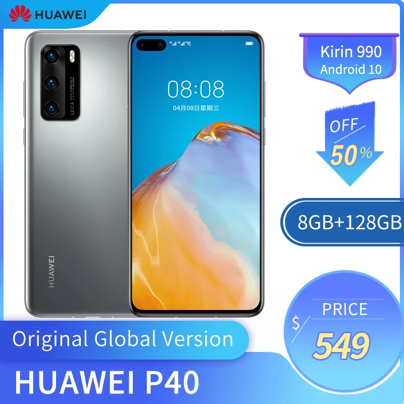 Оригинальная глобальная Huawei P40 мобильный 5G телефон 6 1 дюйма OLED экран 422PPI 8 ГБ + 128 ROM