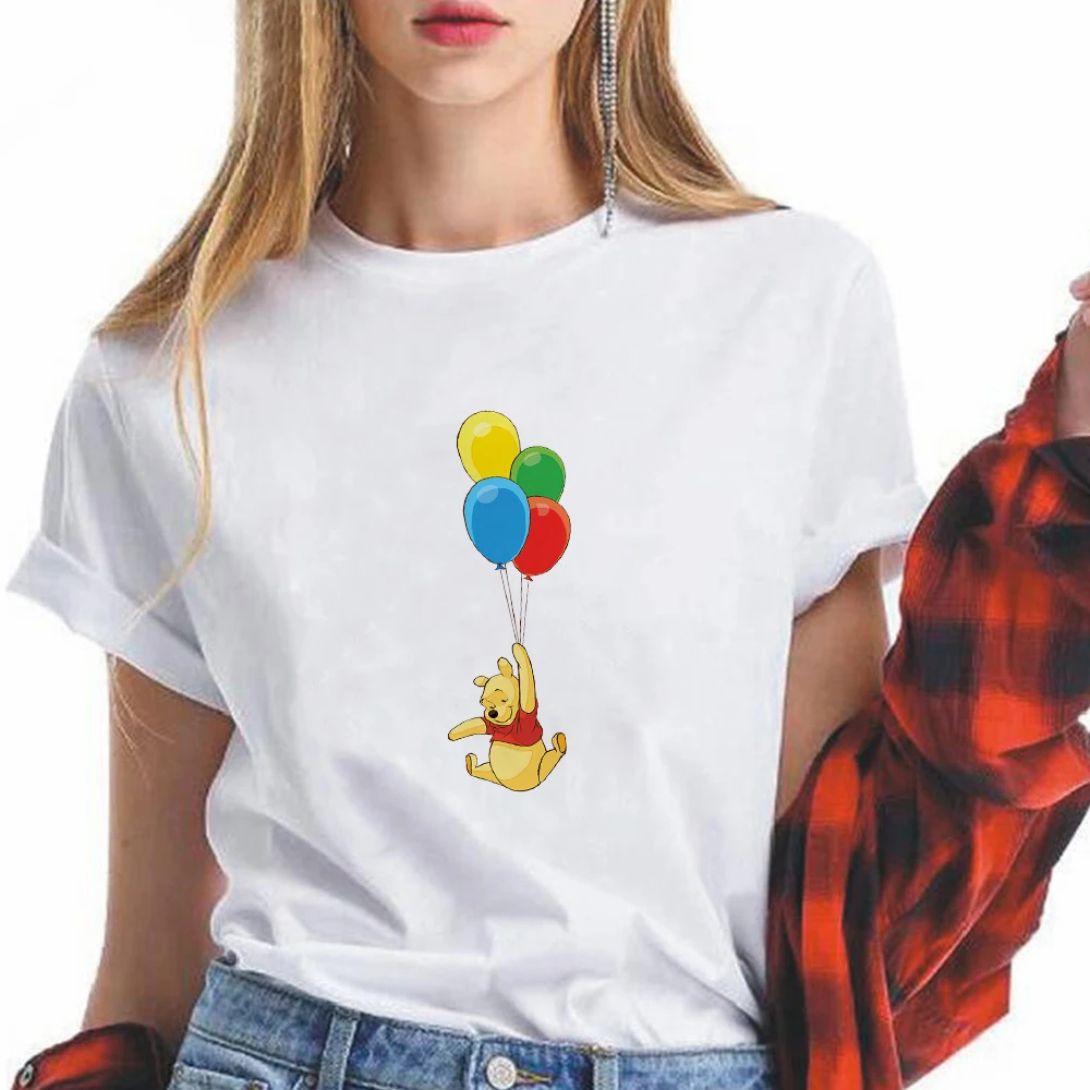 

Disney Creativity Women's T-shirts Vogue Beautiful Short Sleeve Simplicity Cartoon Angry Winnie Printed Casual Tshirt Trend