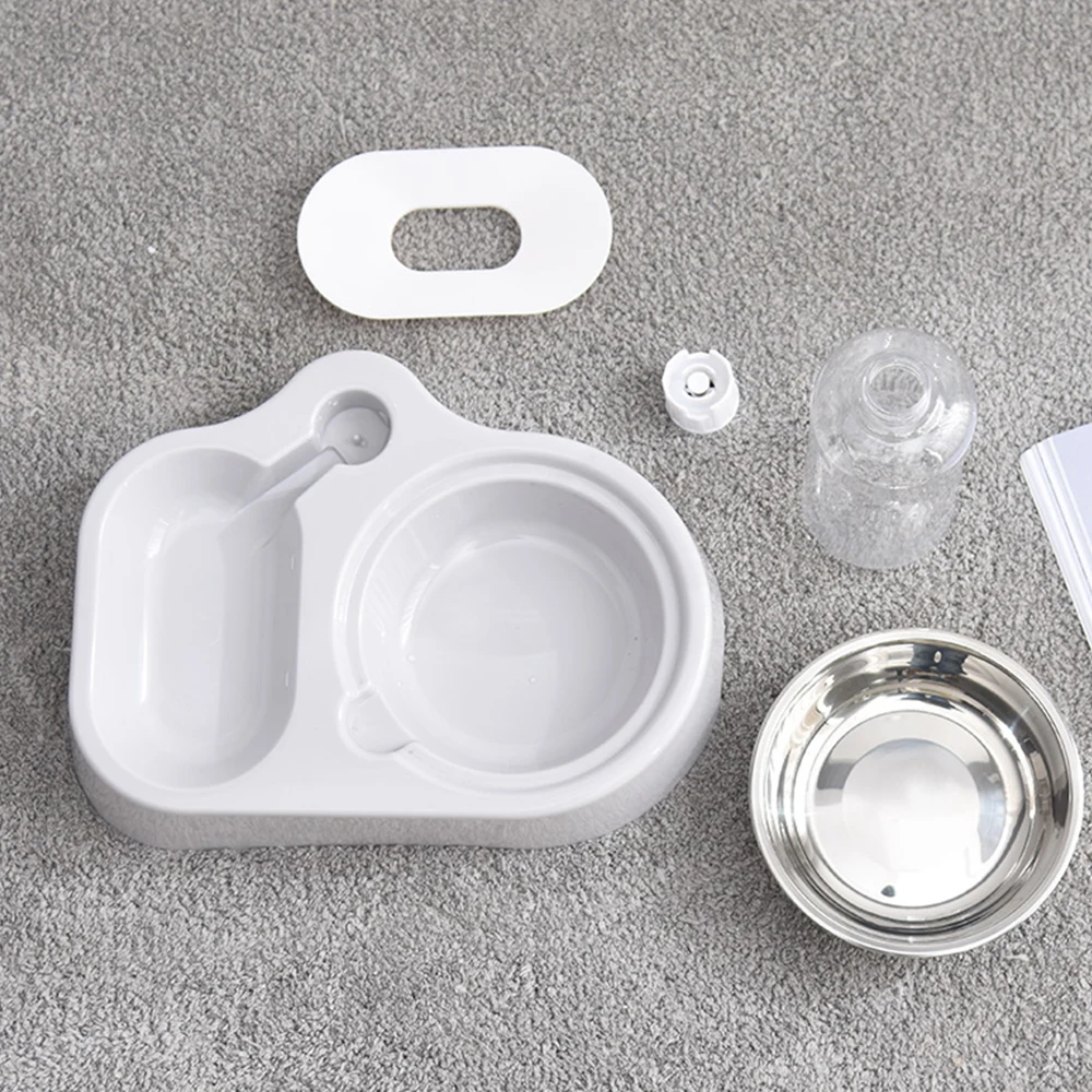 Didihou Авто кормушка для кошек и собак поилка из нержавеющей стали миска для домашних животных с бутылкой для воды диспенсер для еды синий/розовый/серый
