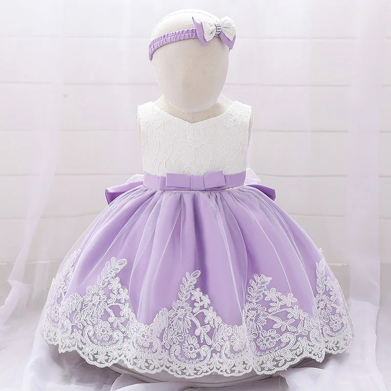purple Платье для маленьких девочек платье для дня рождения для детей от 0 до 24 месяцев детское праздничное платье принцессы, Vestido костюм для малышей летняя детская одежда, T1860XZ - Цвет: purple