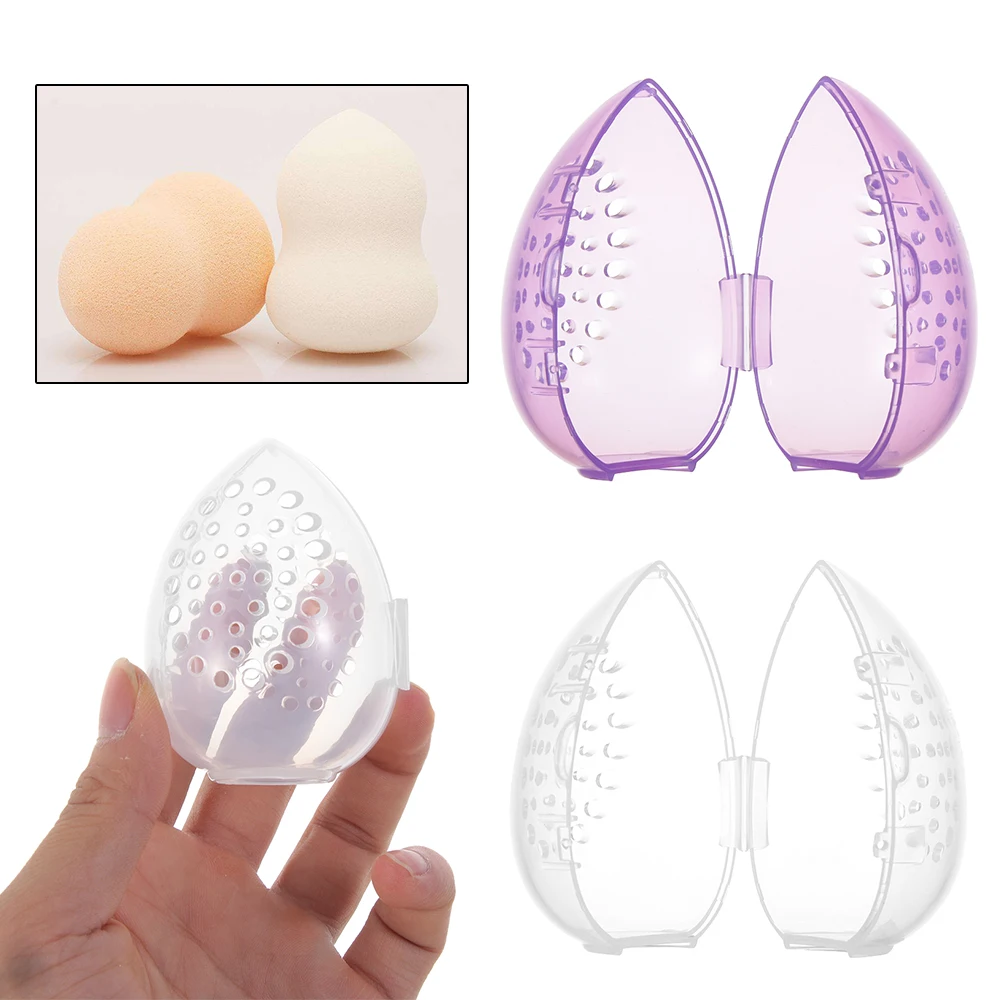 

New 1PC Beauty Sponge Stand Storage Case Makeup Blender Puff Holder Empty Cosmetic Egg Shaped Rack Transparent Puffs Drying Box