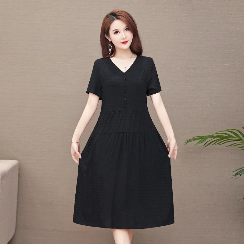 Элегантное летнее женское платье 2021 черное винтажное с V-образным вырезом летняя