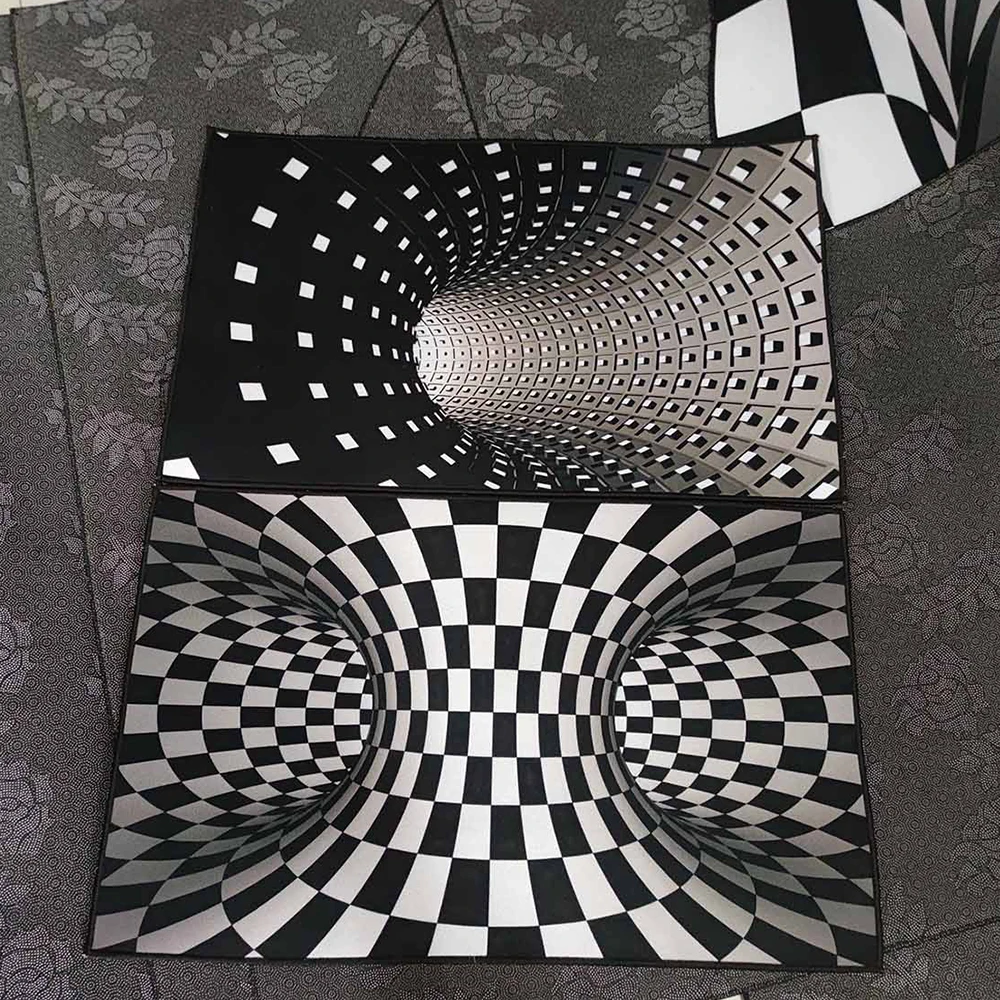 

3D Вихрь иллюзия Черный белый ковер областей ковер нескользящий напольный коврик абстрактный геометрический Оптический для гостиной спальни Хэллоуин