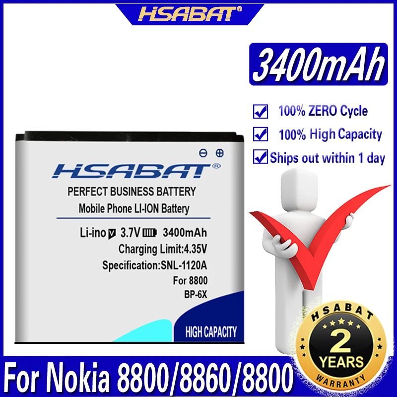 Аккумулятор HSABAT для Nokia 3400/8800 Sirocco/N73i 8860/8800 8801 886 s батарея с аккумулятором на 8800