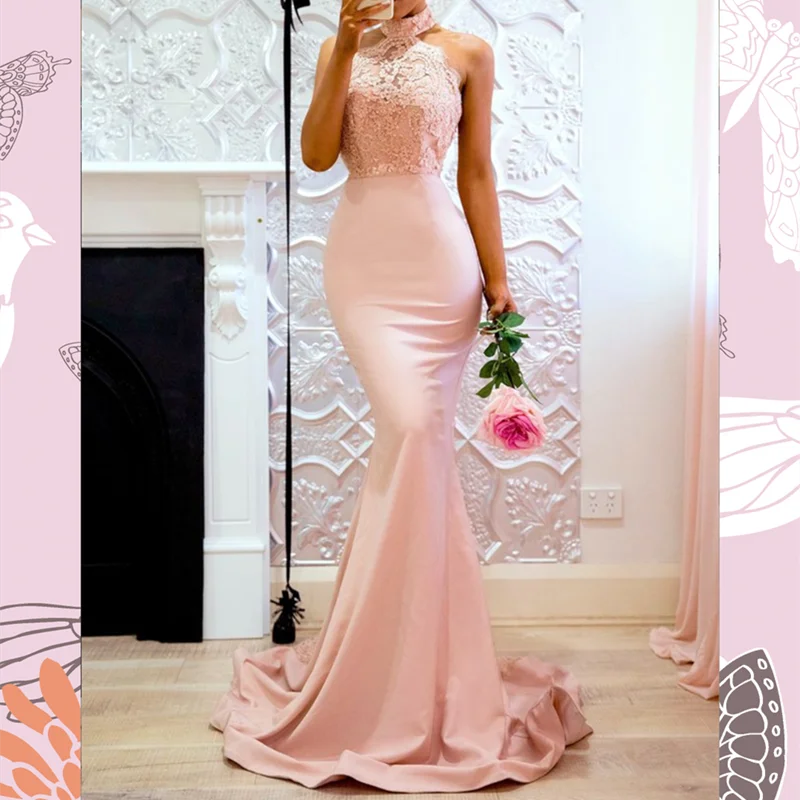 

Women Sweet Pink Bodycon Dress For 2022 New Party Night Backless Simple Temperament Versatile Vestido