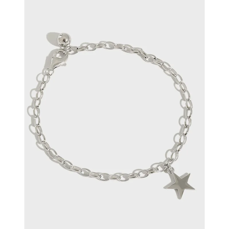 

Flyleaf 925 Sterling Silver Bracelets For Women Star Ball Chain Simple Fashion Fine Jewelry Bracelets & Bangles High Quality