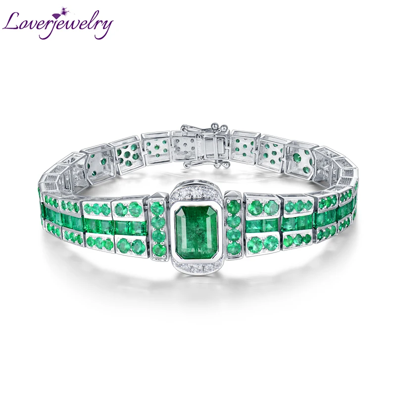 Женский и мужской браслет с изумрудами loverювелирных изделий классический