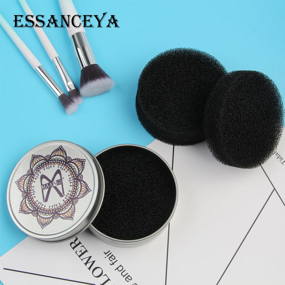 ESSANCEYA губка для удаления макияжа 4 спонж для удаления косметики алюминиевые Кисти для макияжа чистящий коврик кисть для пудры промываемый скребок Набор для очистки