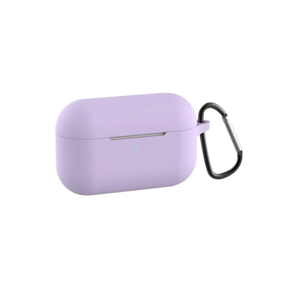 Силиконовый чехол Защитный чехол для Apple Airpods pro TWS blutooth наушники мягкий Air pods pro защитный чехол s крюк для наушников - Цвет: Purple with sling
