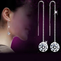 80 hot sale 1 pair women dangle earrings cubic zirconia silver plated dangle long chain line earrings jewelry %d1%81%d0%b5%d1%80%d1%8c%d0%b3%d0%b8 %d0%b6%d0%b5%d0%bd%d1%81%d0%ba%d0%b8%d0%b5