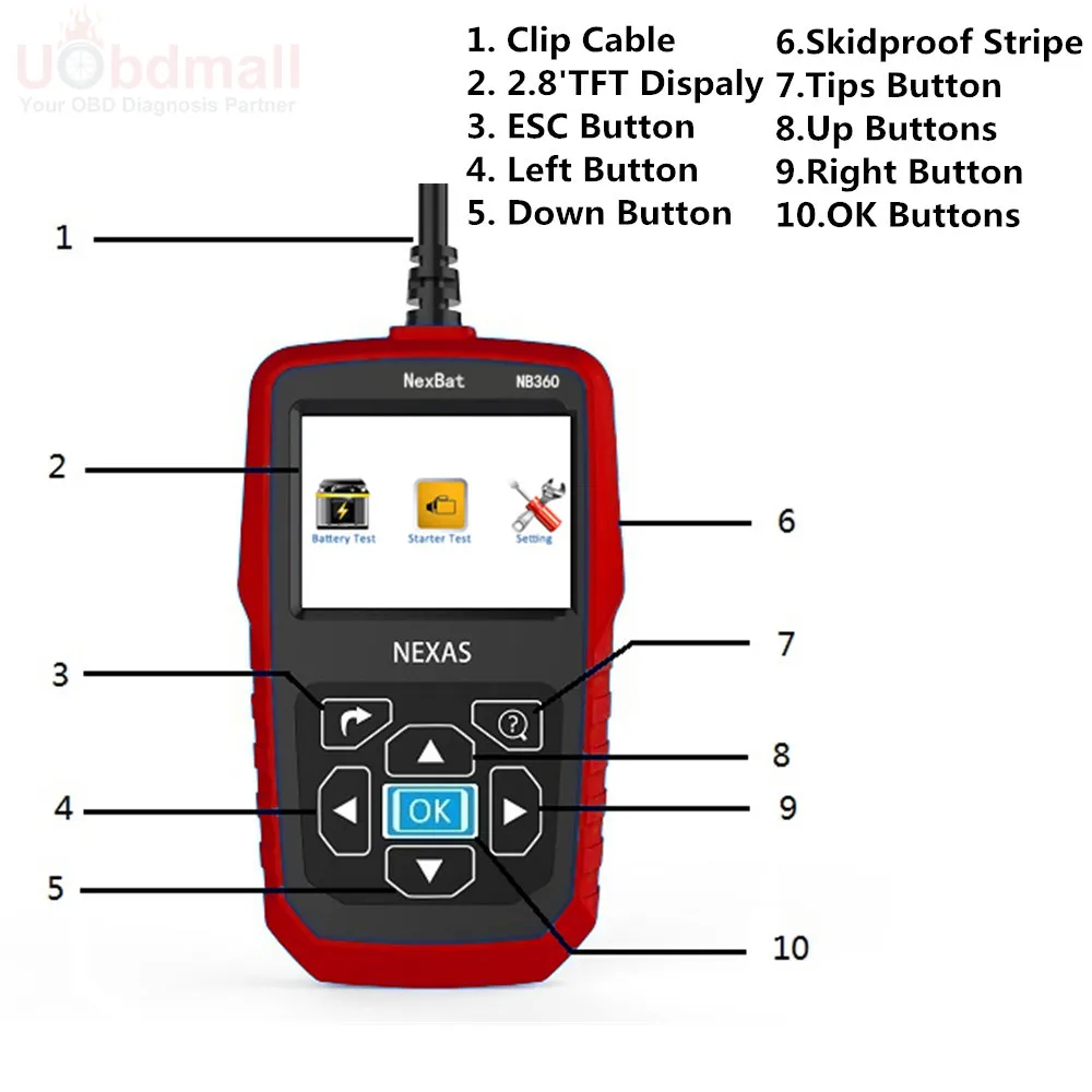 

NEXAS NB360 12V/24V 100-2000CCA Capacity Digital Car System Tool Analyzer Truck Mini Vans Automotivo Auto Battery Tester