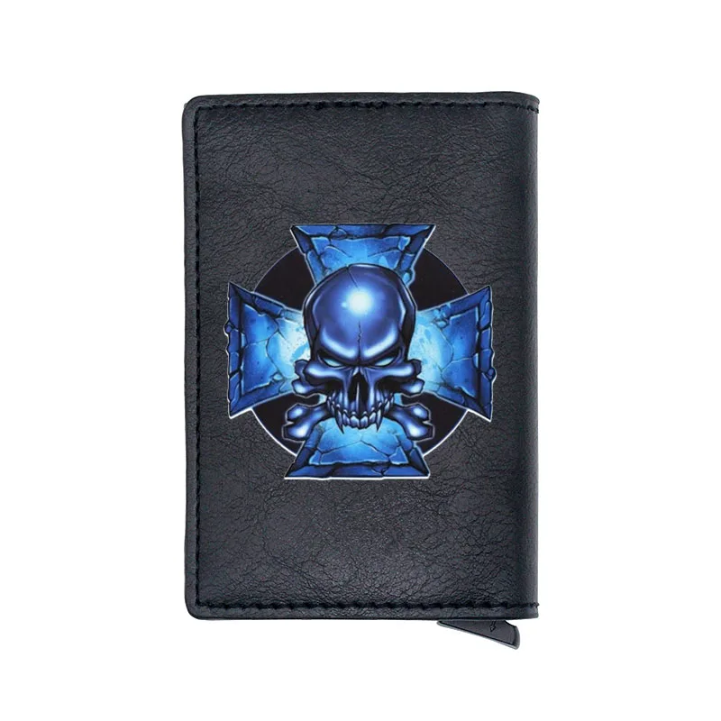 

Classic Cross Skull Design Digital Printing Credit Card Holder Wallet Men Women Leather Short Mini Purse Gift