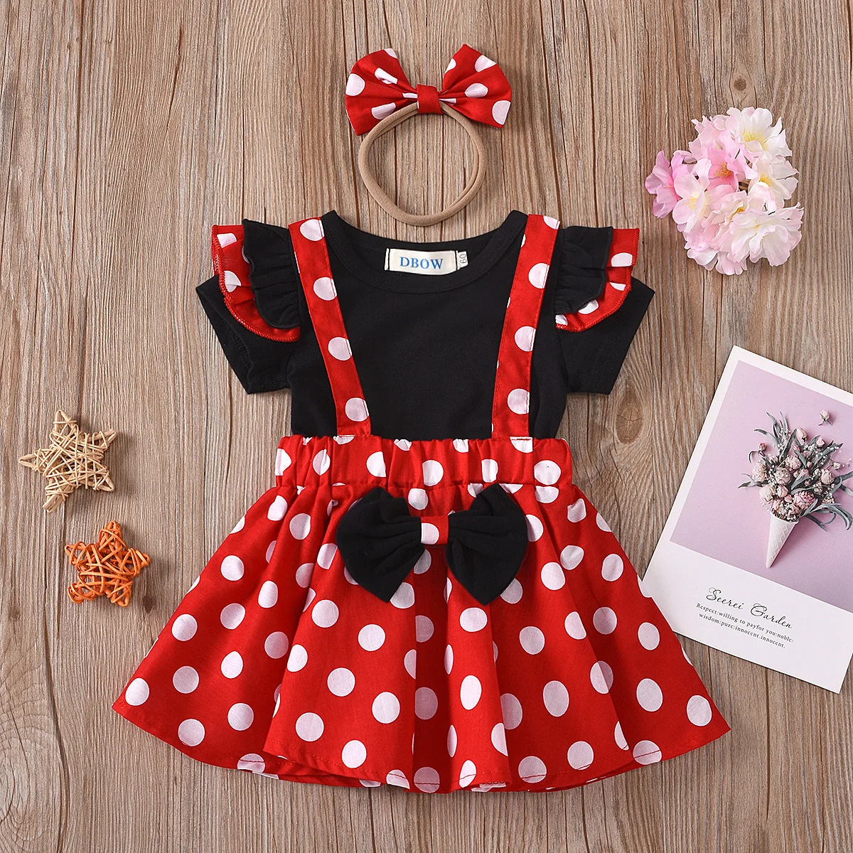 

0-3 Years Newborn Infant Baby Girls Dot Print Clothes Sleeveless 3pcs Summer Sweet Princess Cotton Outfit T-Shirt Overalls Sets