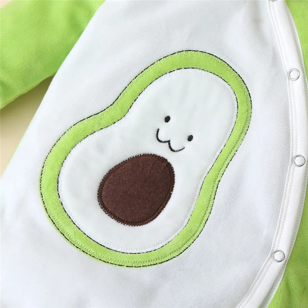 ZAFILLE Green Avocado Newborn Baby Romper Footies Hooded Bow Jumpsuit For Kids Toddler Boy Clothes Winter Girl | Детская одежда и