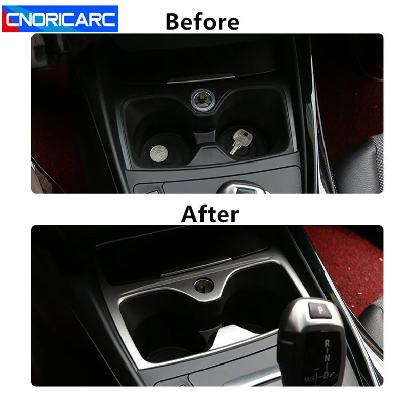 Car Console Armrest Water Cup Holder Decoration Frame Cove Trim For BMW 1 series F20 2012-18 Interior Stainless Steel Sticker | Автомобили