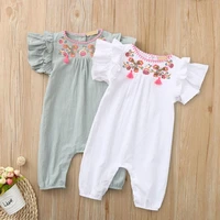 baby bodysuit for girls summer casual fashion jumpsuits baby girl soft short sleeve embroidered suit kids toddler bodysuits