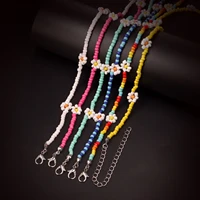 new korea lovely flowers colorful beaded charm statement short choker necklace for women bohemia vacation jewelry