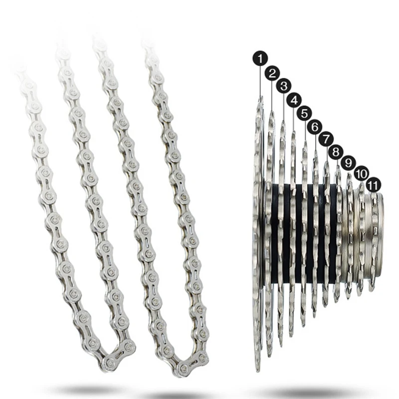 

8 9 10 11-speed Mountain Road Bike Semi-hollow Silver Chain 1 Set