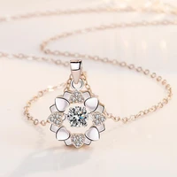 2020 fashion 925 silver necklace for women jewelry shiny zircon dancing flower pendant necklace girl engagement gifts kofsac