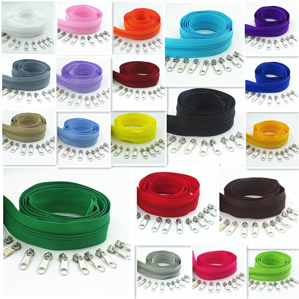 

20 Meters 30 Zipper Pullers 3 # 20 Colors Nylon Coil For DIY Sewing Clothing Accessories