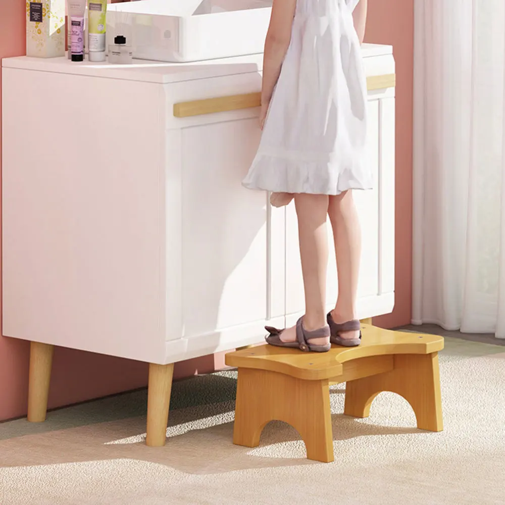 

1pc Bathroom Toilet Seat Footstool Wooden Step Stool Children Standing Stool