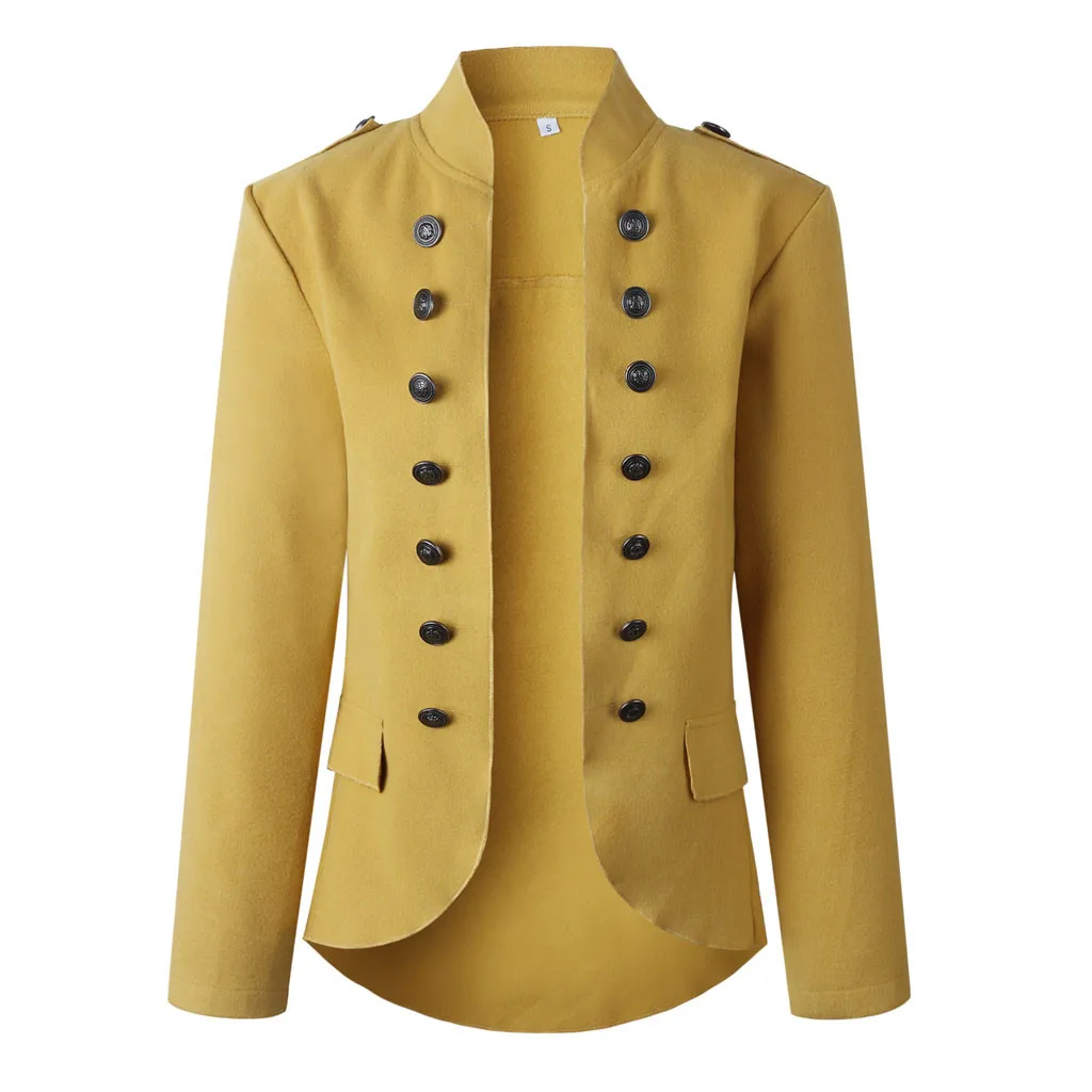 

Womens Autumn Slim Fit Hombre Coat Ladies Retro Button Pockets Bomber Jacket Casual Outwear Stand Collar Business Coat