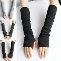 1 pair wool knitted fingerless gloves soft long mitten winter arm sleeve wristband fashion solid color arm warmers hot sale