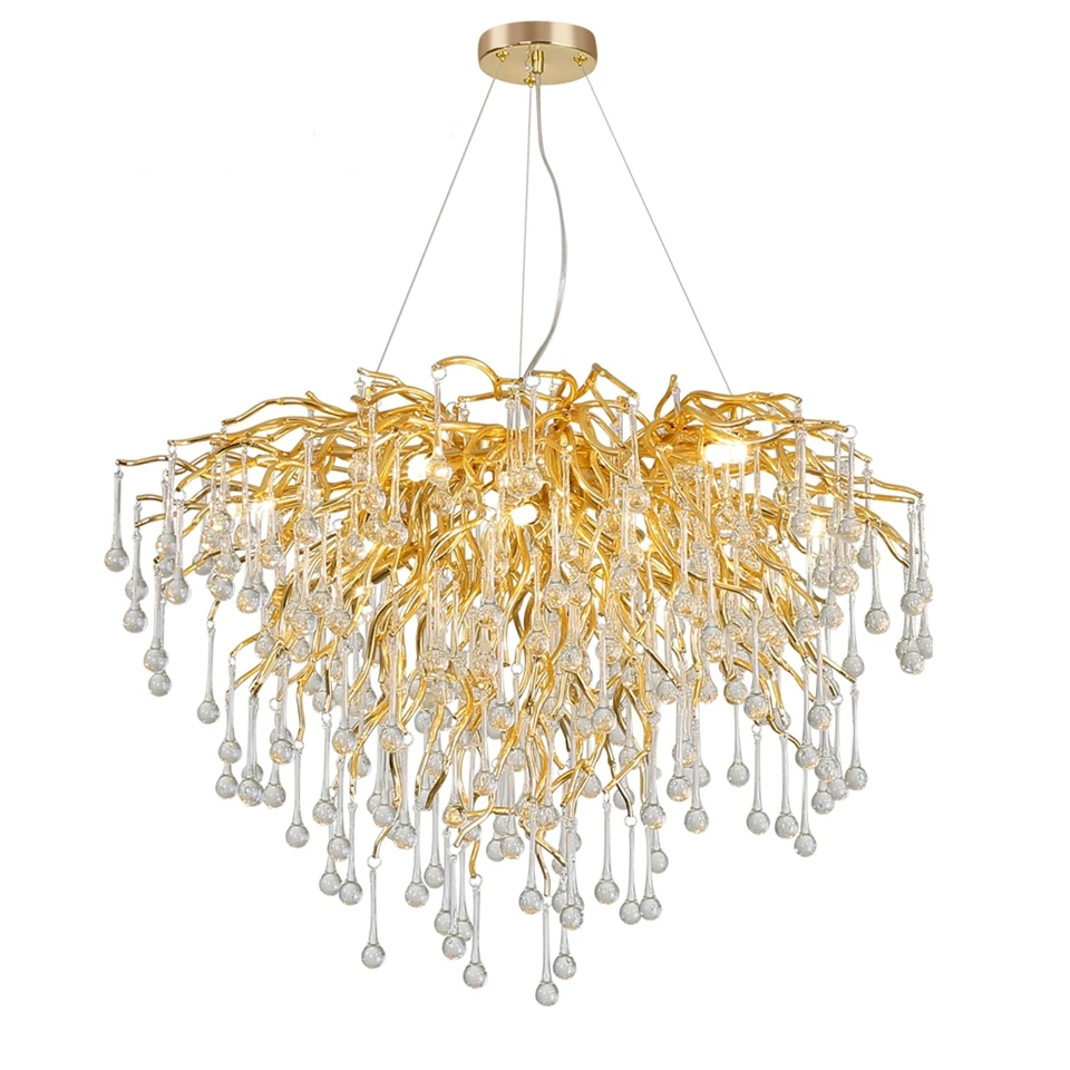 

Modern Chandelier Crystals Nordic Luxury Gold LED Chandeliers LOFT Villa Large Lustre Living Room Hotel Hall Art Decor Lighting