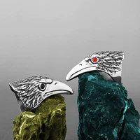 stainless steel mens ring rock punk hip hop eagle bird head red black rhinestone personality boy fashion jewelry gift wholesale