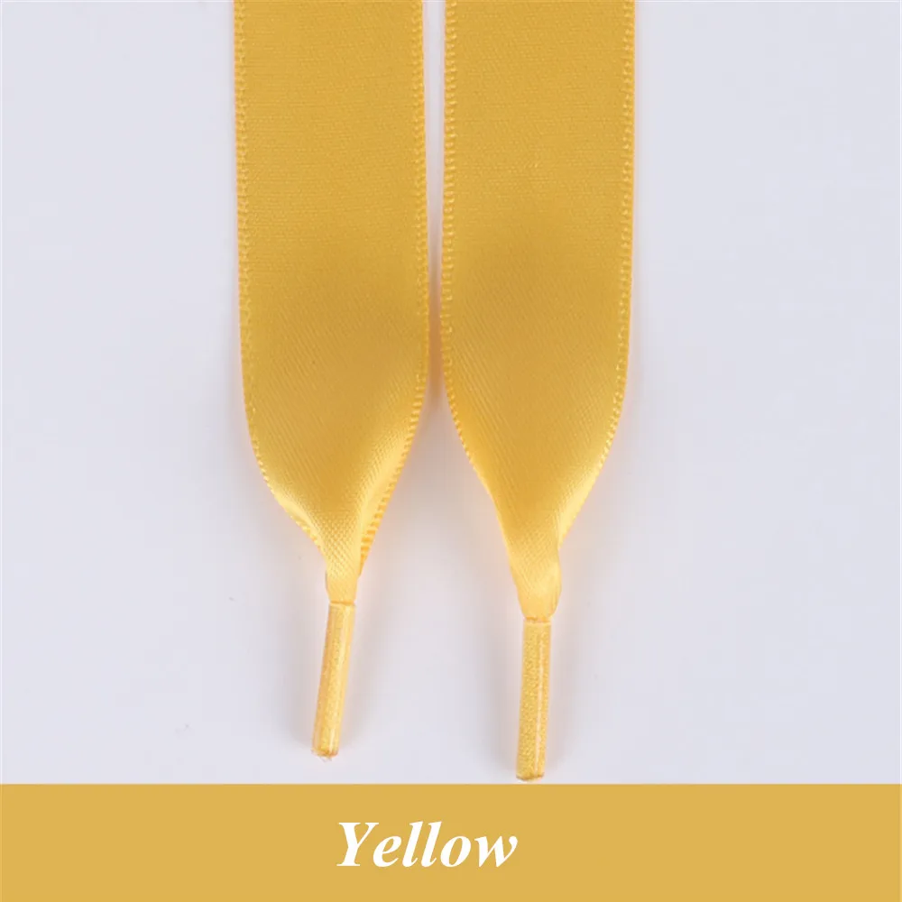 Yellow 1 пара 80 см-160 см шелковые ленты полиэфирные шнурки для ботинок плоские шнурки обуви кроссовки спортивная обувь кружева Прямая 30 цветов - Цвет: Yellow