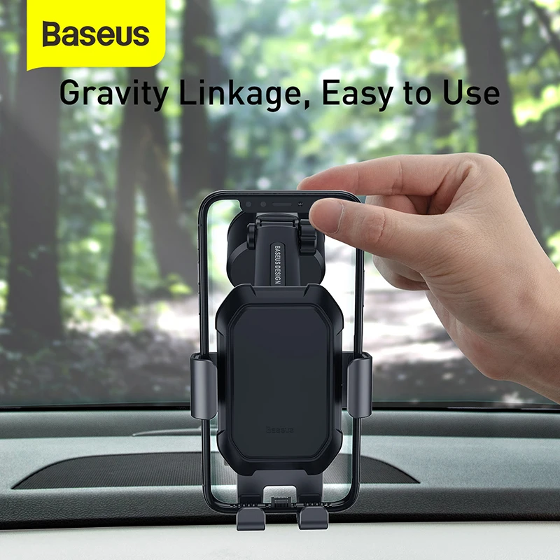 baseus gravity car phone holder suction cup adjustable universal holder stand in car gps mount for iphone 12 pro max xiaomi poco free global shipping