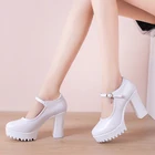 Туфли-лодочки женские на платформе, повседневные туфли на высоком каблуке, обувь для работы, белые, черные, весна 2021