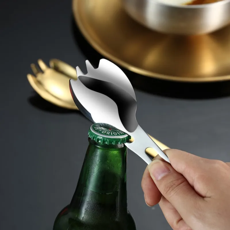 

Outdoor Camping Picnic Titanium Spoon Tableware Fork Pure Spork Bottle Opener Picnic Dinner Titanium Spork Fork For Travel