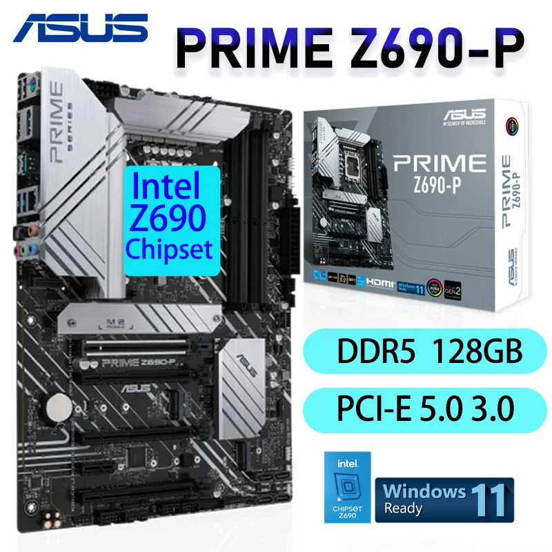Материнская плата LGA 1700 Asus PRIME Z690-P DDR5 128 Гб PCIe 5 0 Intel процессор 12-го поколения Z690