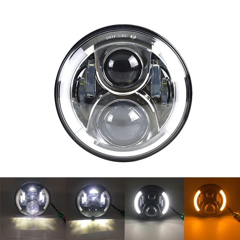 Chrome headlight 1 Аксессуары для мотоциклов 7 дюймов светодиодный налобный фонарь Корпус кронштейн обшивка кольцо 7 ''50 Вт H4 Высокий/Низкий светодиодный светильник лампа головной светильник для Harley - Цвет: Chrome headlight 1