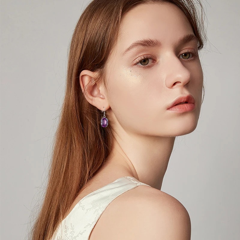 Натуральный Аметист Серьги 925 стерлингового серебра серьги для женщин в
