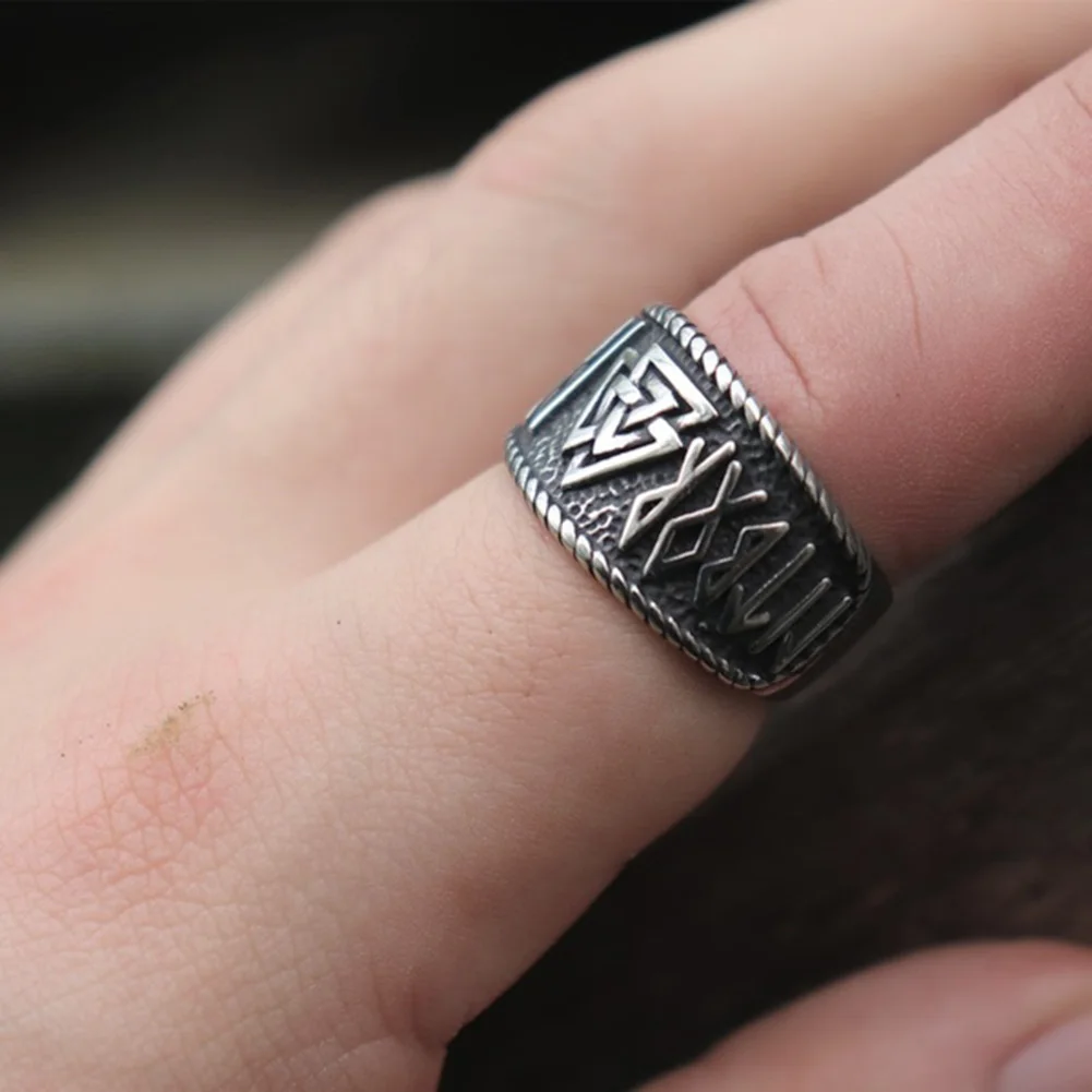 Оптовая продажа норвежский викинг руны символ Одина кольцо Нержавеющая сталь