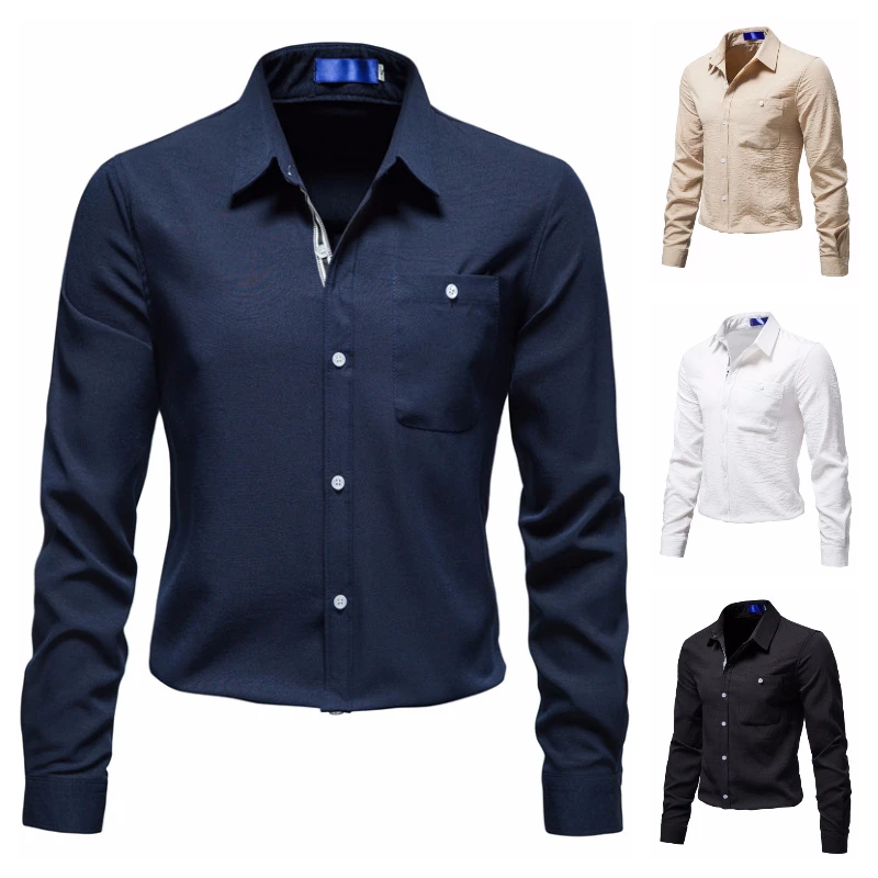 Рубашка мужская с длинным рукавом, деловая Повседневная широкая эластичная льняная ткань от AliExpress WW