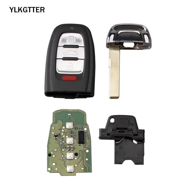 

YLKGTTER 3+1Button Smart Keyless Entry Key Suit For Audi A3 A4 A5 A6 A8 Quattro Q5 Q7 A6 A8 For Audi IYZFBSB802 with PCF7945
