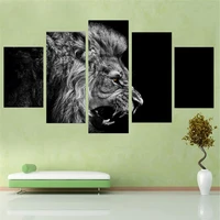 5 piece wall art canvas painting animal ferocious lion poster nordic decoration home decor living room pictures frame