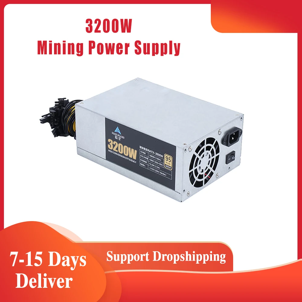 

Bitcoin Mining Power Supply 3200W Input 10x6Pin 95% High Efficiency ETH Bitcoin Mining Power Supply For Bitcoin Mining Ethereum